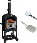 KuKoo Pizzaofen, 156 cm, 64 cm, 43 cm, Schwarz/Silber, Outdoor Ofen Gartenofen Gartengrill Pizzastein Terasse