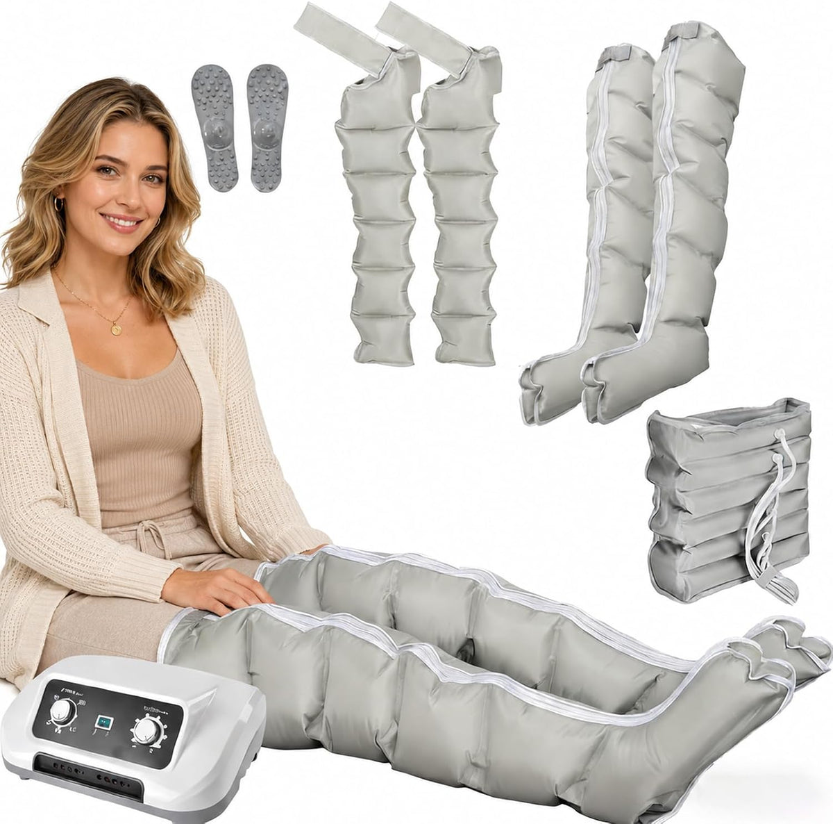JianboBoxve Kompressor, Schwarz, Lymphdrainage Beine L/XL, Massagegerät Beine, Lymphdrainage Gerät Beine Bei Lipödem