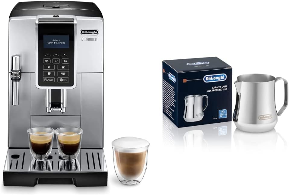 De'Longhi Kaffeevollautomat, Silber, De' Dinamica ECAM 350.35.SB mit Profi-Milchaufschäumdüse, Klartext Digitaldisplay