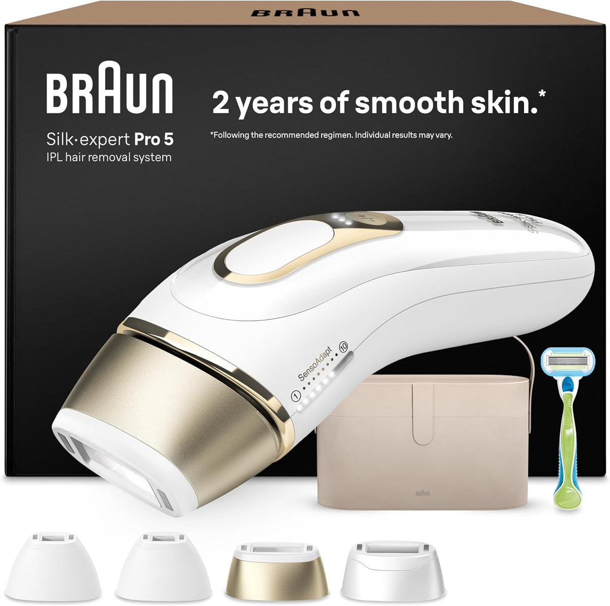 Braun Systeme, Braun/Weiß/Gold, IPL Geräte Haarentfernung Silk·expert Pro 5, PL5342, Alternative Laser Haarentfernung für Zuhause