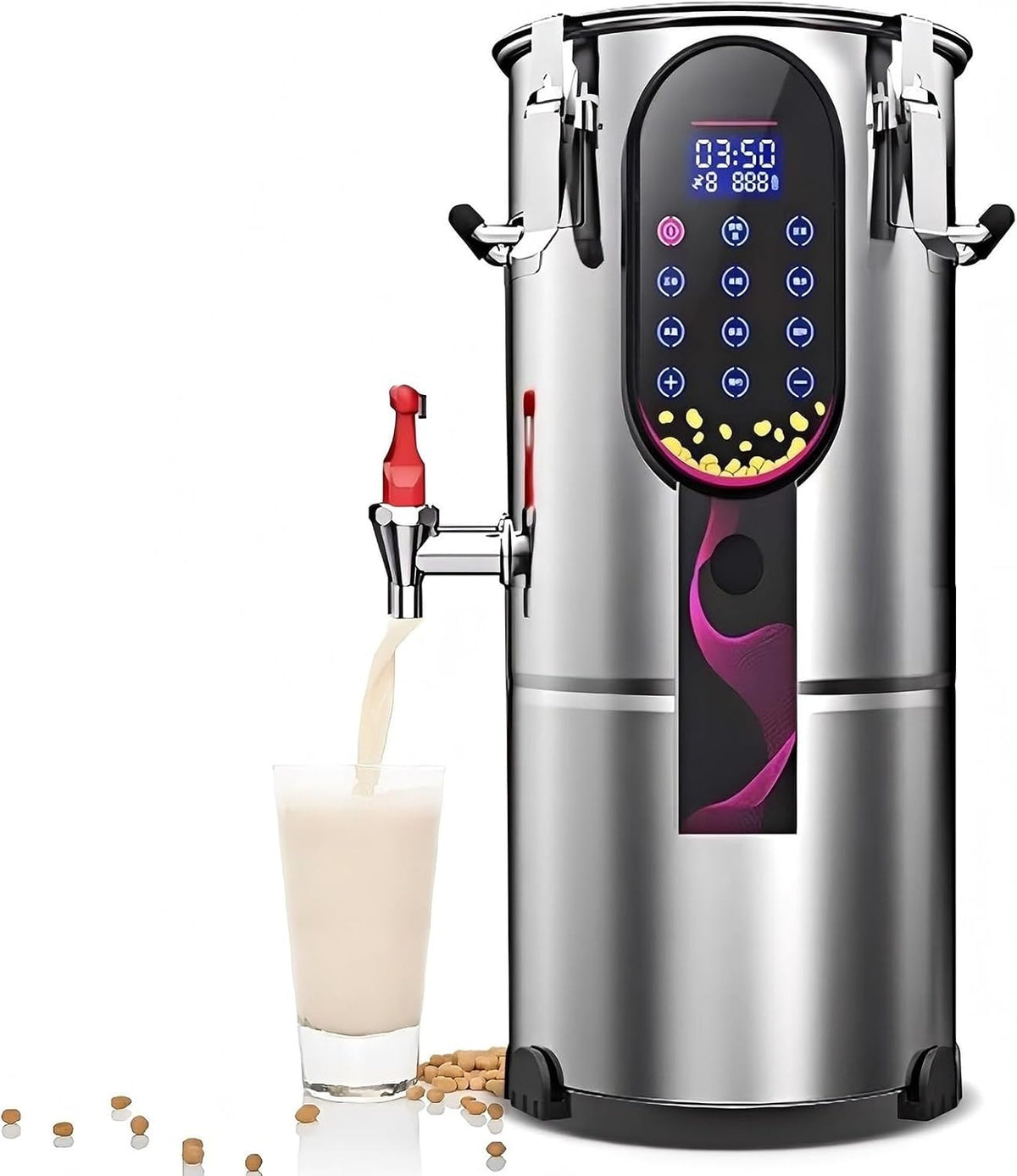 Kommerzielle Milchaufschäumer, 11 Liter., Edelstahl 304, Silber, Sojamilch-Maschine, beheizter automatischer Sojamilchbereiter mit LED-Anzeige