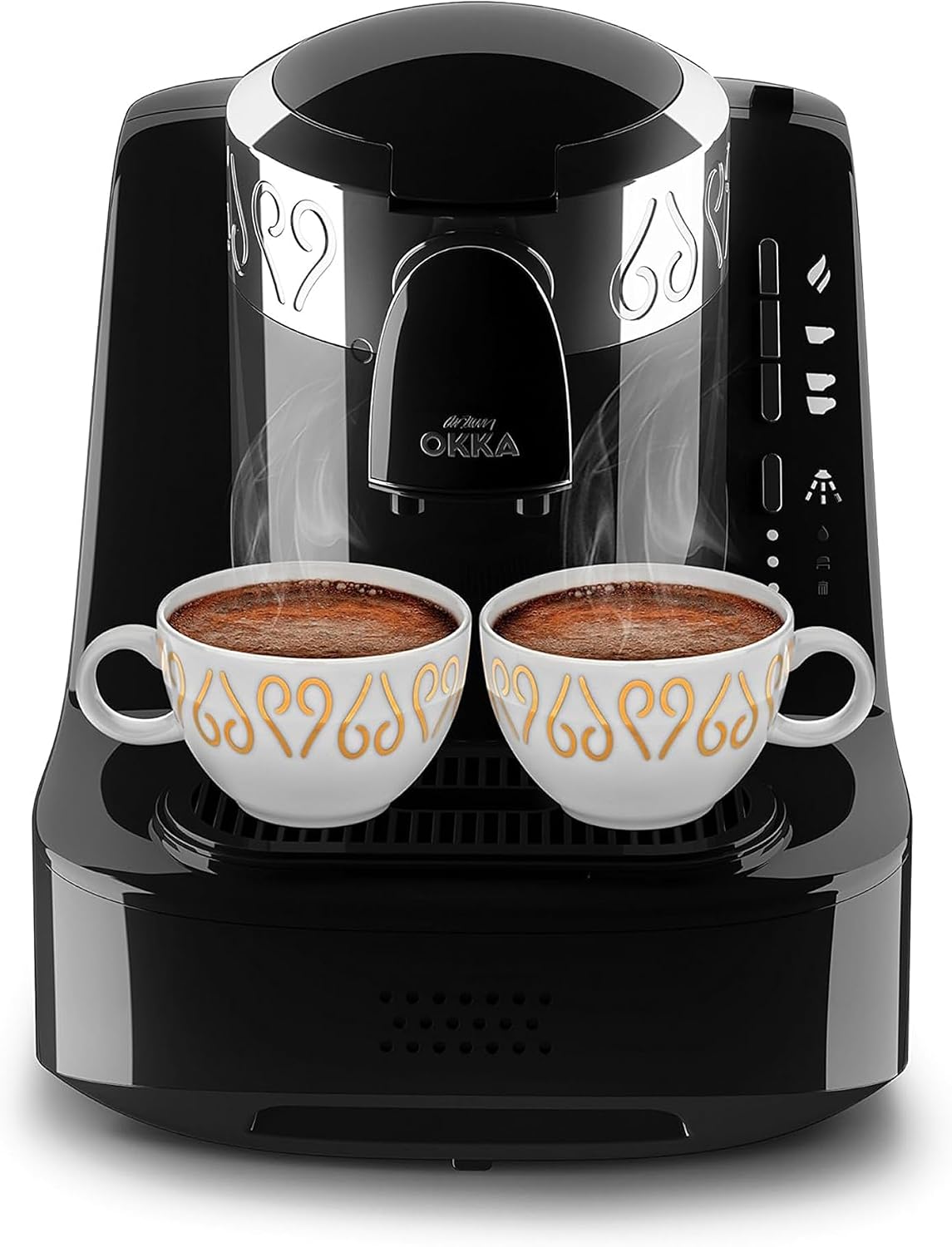 Arzum Okka Kaffeemaschine, Schwarz/Silber, Türkische, Kompaktes, Überlaufschutz-Sensor, Leicht zu reinigen, Energieeffiziente Leistung