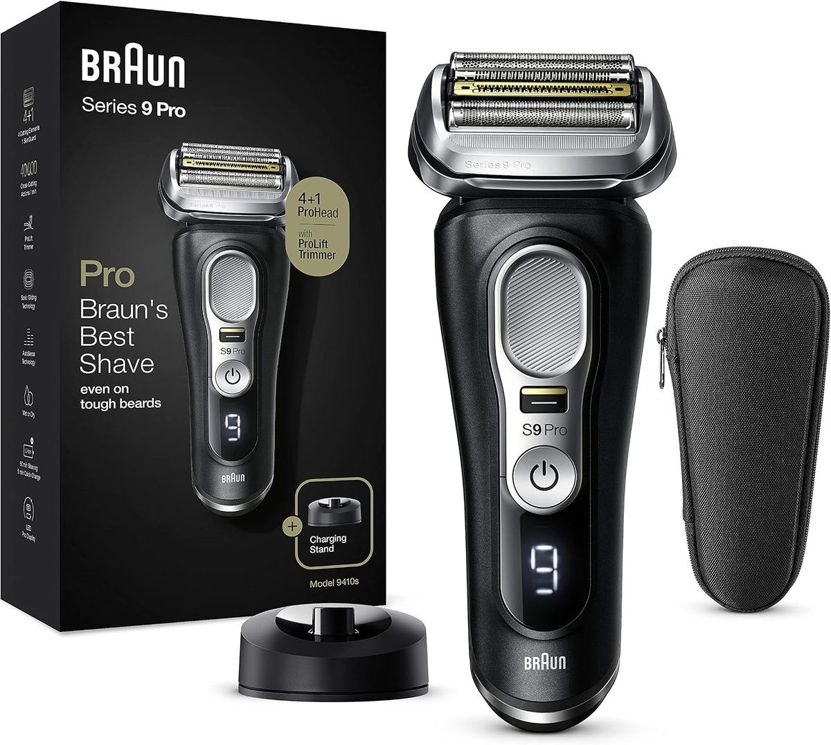 Braun Elektrorasierer, Braun/Schwarz, Series 9 Pro Premium Rasierer Herren, Scherkopf, & Trimmer, 60 Min. Akkulaufzeit
