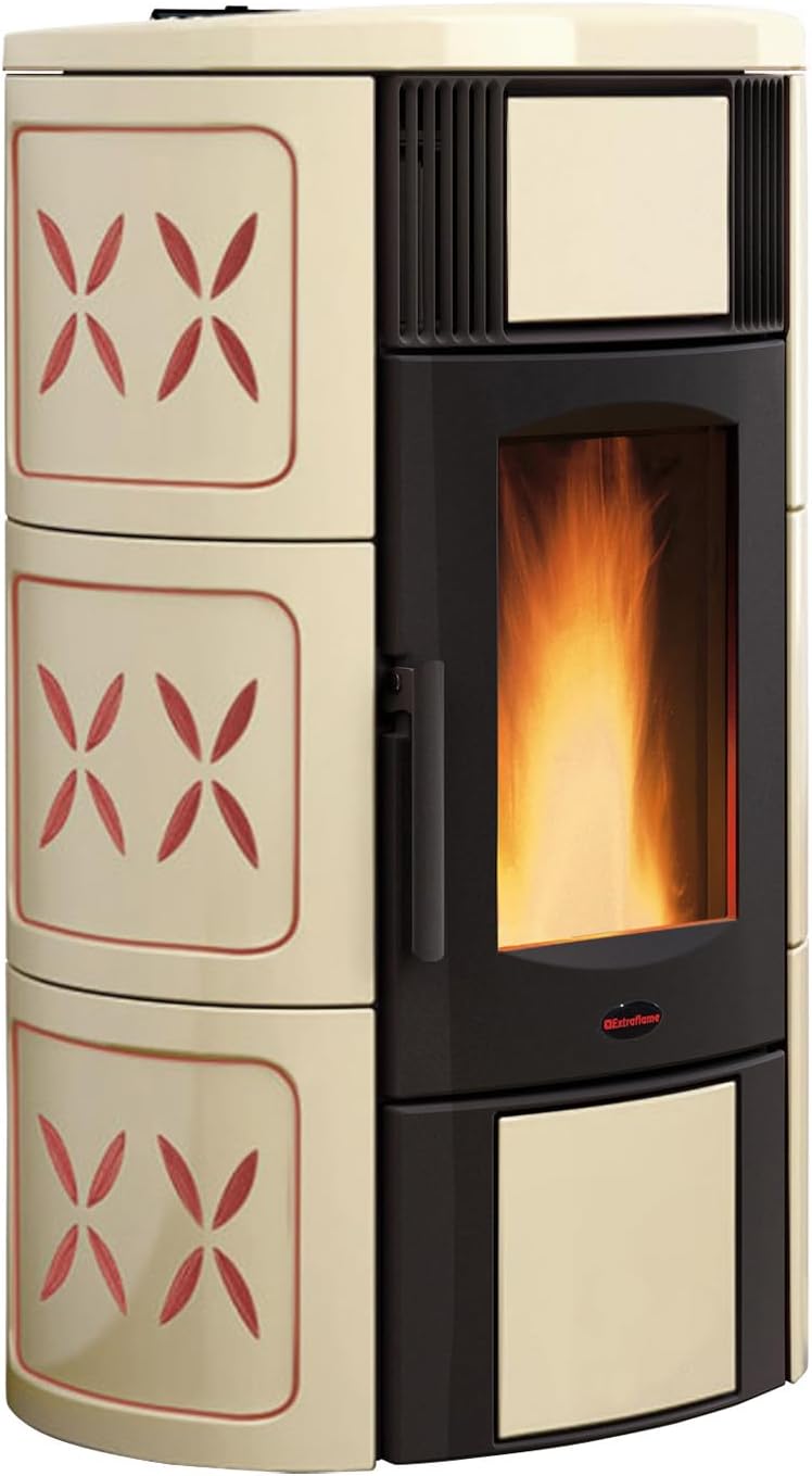 Extraflame Öfen, Schwarz, 1286503 Iside Idro H15 Wasserführender Pelletofen Majolika