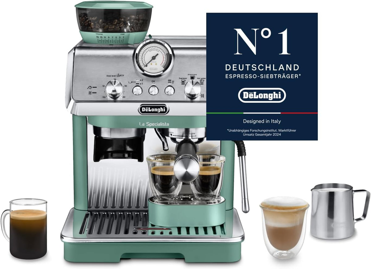 De'Longhi Milchaufschäumer, 1550 W, Grün, La Specialista Arte EC9155.GR, Barista-Espressomaschine mit 8 Mahlgradeinstellungen