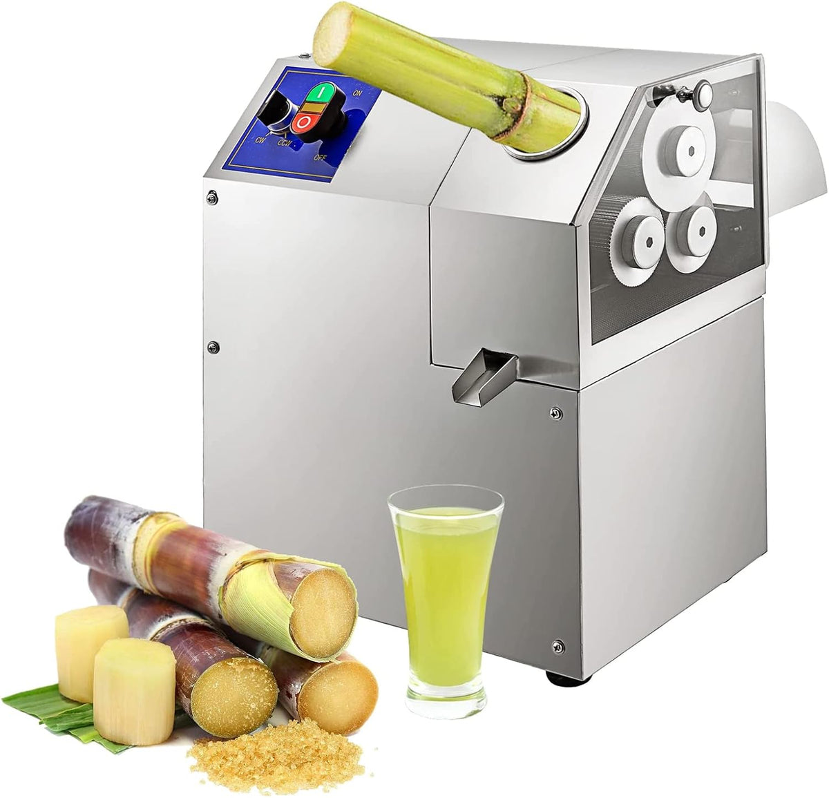 JKJZSALJ Saft- & Zitruspressen, 400 W, Grau, Elektrischer Zuckerrohrentsafter, Tischgerät, Langsam Entsaftend, Gewerblicher Extraktor