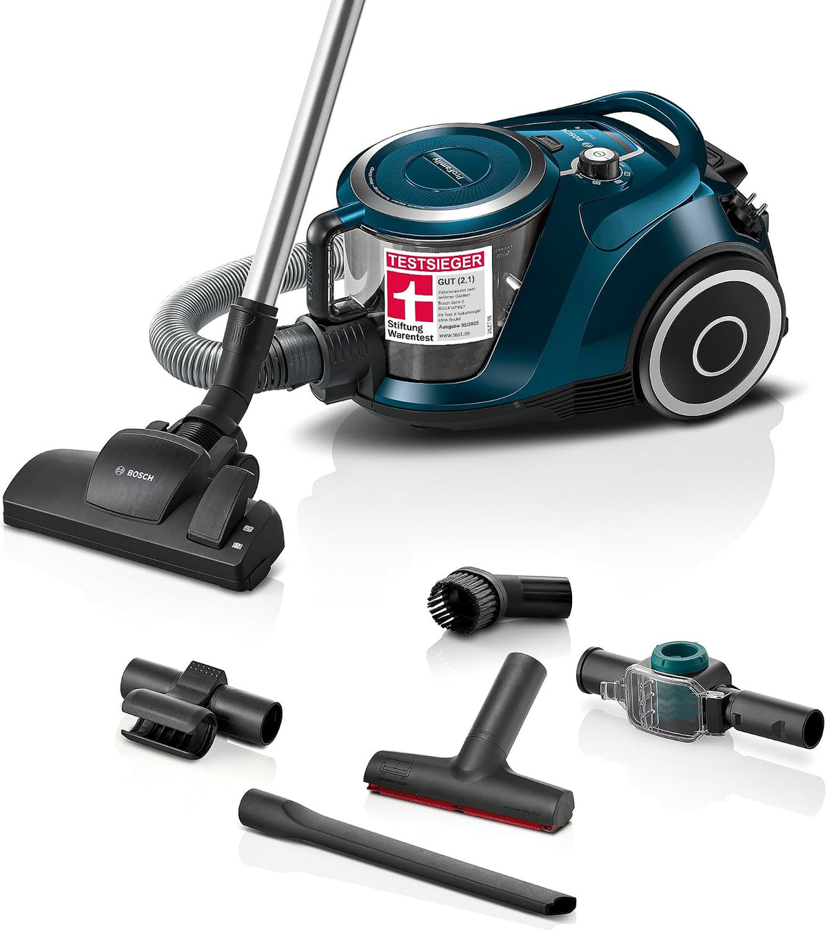 Bosch Staubsauger, 750 W, Blau, beutellos Serie 6 ProFamily BGC41XFMLY, Hygiene-Filter, 10 J. Motorgarantie, Spielzeugfalle