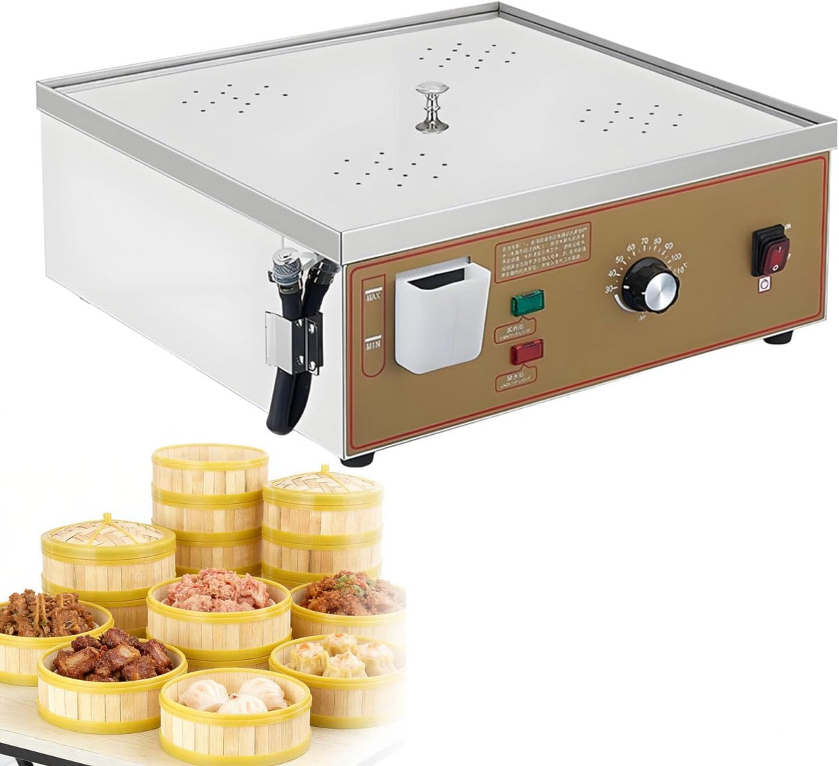 WTRYRN Dampfglätter, 2000/3000/4000 W, Edelstahl, Schwarz, Dim-Sum-Dampfgarer, Gewerblicher Dampfgarer zum Kochen