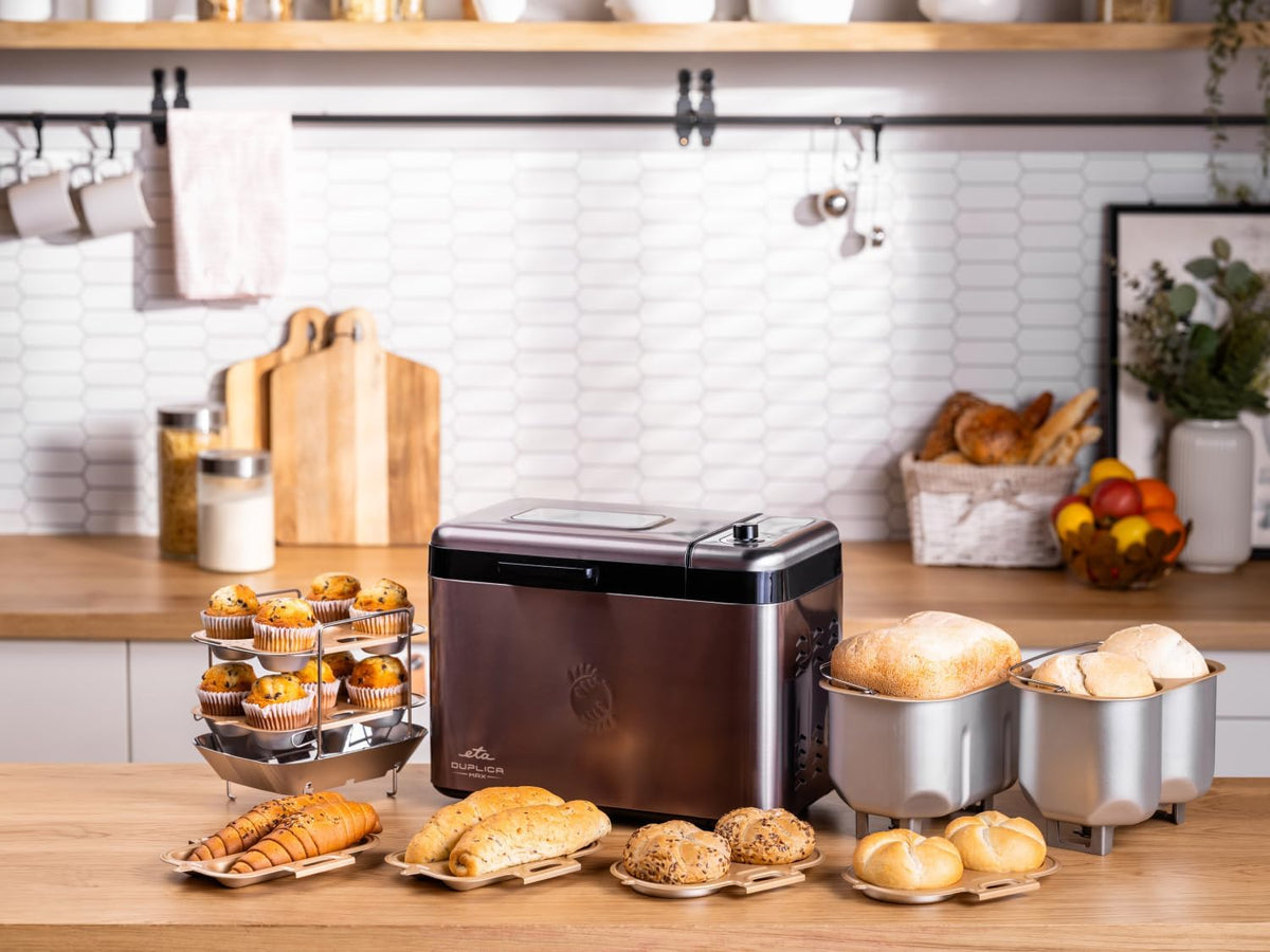 ETA, 1,5 kg, 850 W, Schwarz, Brotbackautomat Duplica II I I 24 Programme Glutenfrei, Bäcker und Muffins I Zwei-Display-Touch-Bedienfeld I Keep