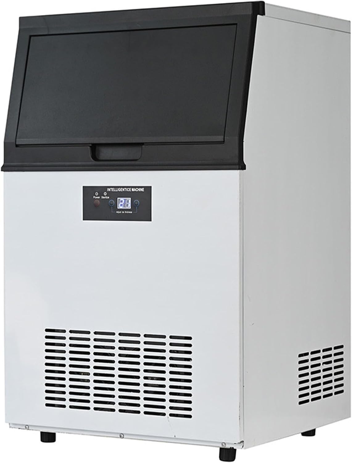 ZenSeFarin Eismaschine, 380 W, 100 kg, 15 kg, Silber, Kommerzielle Eiswürfelmaschine /24H mit LCD-Anzeige, Speicher