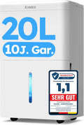 Kresico Luftentfeuchter, 39 dB, 150m, 20 L, Weiß, xWolei elektrisch /24h, Entfeuchter elektrisch, Raumentfeuchter für Räume ca. ³/50m²