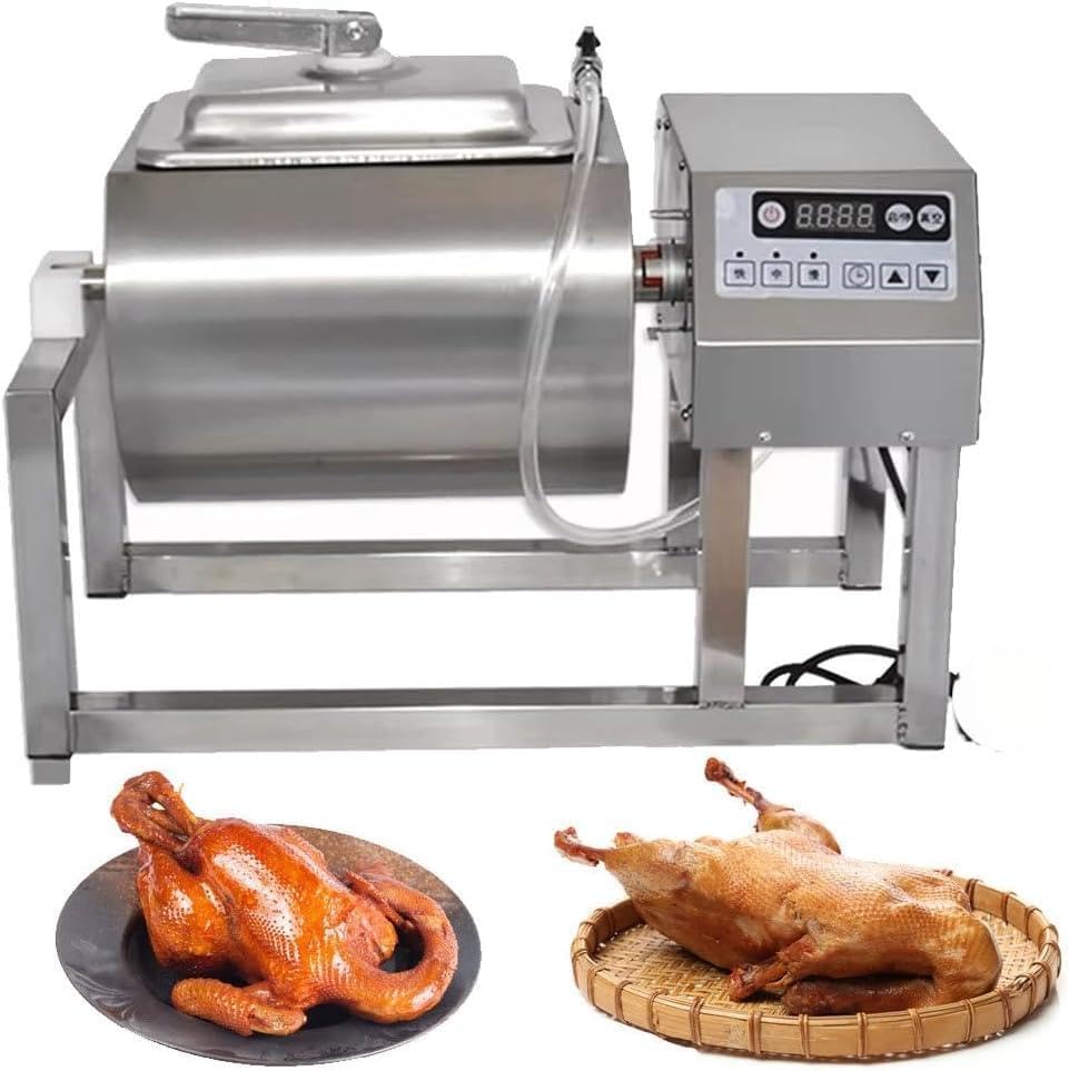 Kommerzieller Heißluftfritteuse, Schwarz, Fleischbecher-Marinator, Vakuum-Marinator, Fleischklopfer Maschine mit 3-Gang-Rotation und 1