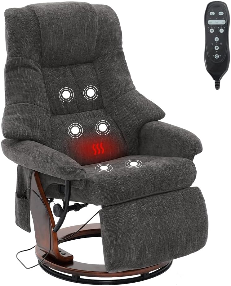 Mingone Relaxsessel, 150 kg, Schwarz, Fernsehsessel Massagesessel mit Wärmefunktion, Elektrisch mit Liegefunktion