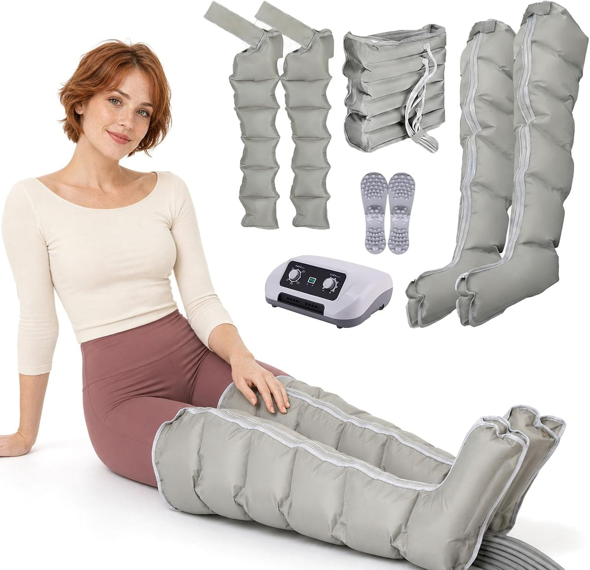 TDSYOCG Fußmassagegeräte, Schwarz, Lymphdrainage Gerät für Beine und Bauch, Professionelles Beinmassagegerät, 6 Kammern