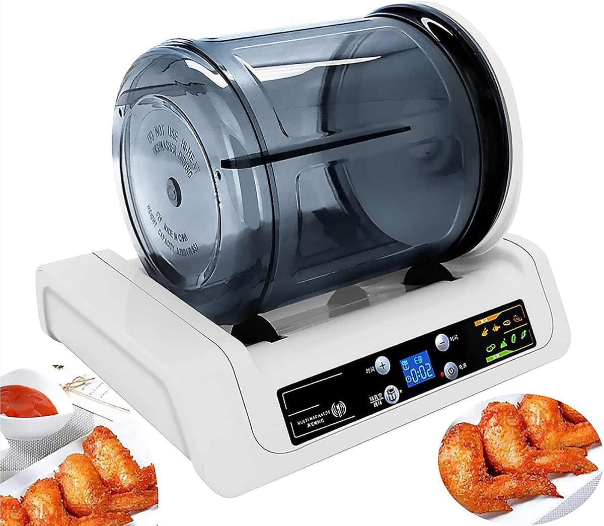 Meat Monitor, Grau, Tumbler Marinator, tragbarer Vakuum-Marinator mit automatischer Abschaltung, bis zu 10 Stunden Timing zum Marinieren von Huhn