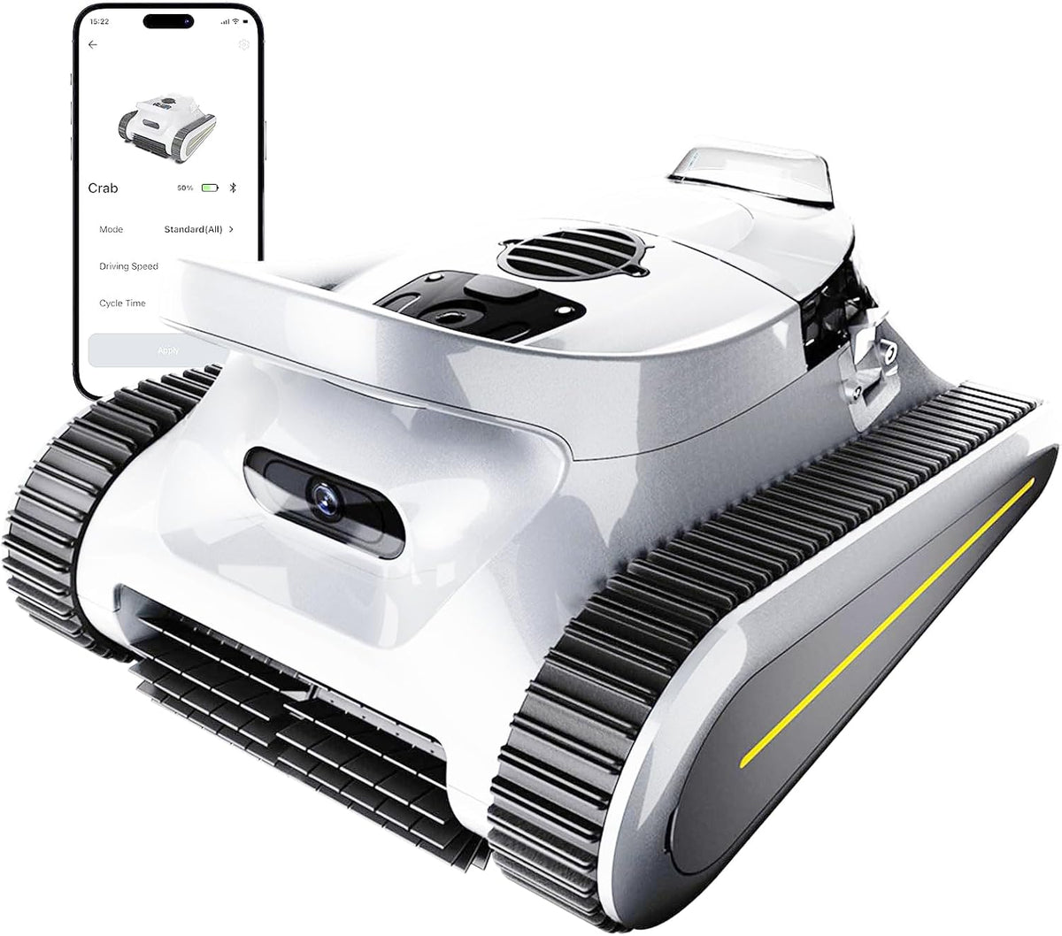 RERIOU Poolroboter, Grau, Poolreiniger 45.000 Pa Saugleistung mit APP, 180 Min. 3 Modi Automatische Reinigt Poolboden