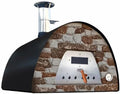 Tomishop Backofen, Schwarz, Holz Veloce Pro 100 mit Natursteinfront