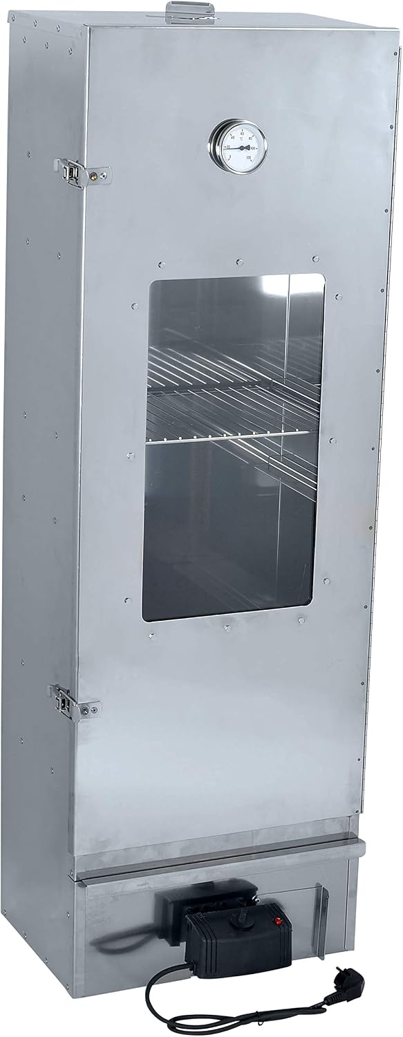 Nischenmarkt Grill-Räucherofen-Kombination, 1,2 m, Silber, Massiver, genieteter hoher Premium Räucherofen in Edelstahl