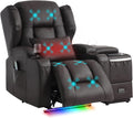 TCGBKAF Relaxsessel, Braun, mit Console, Elektrisch Verstellbarer Fernsehsessel mit Liegefunktion, TV Sessel Massagesessel mit USB & Getränkehalter