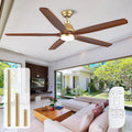 MSHENUED Deckenventilator, 132 cm, Weiß, mit Lichtern und Remote Outdoor für Patio Low Profile mit 5, DC Motor