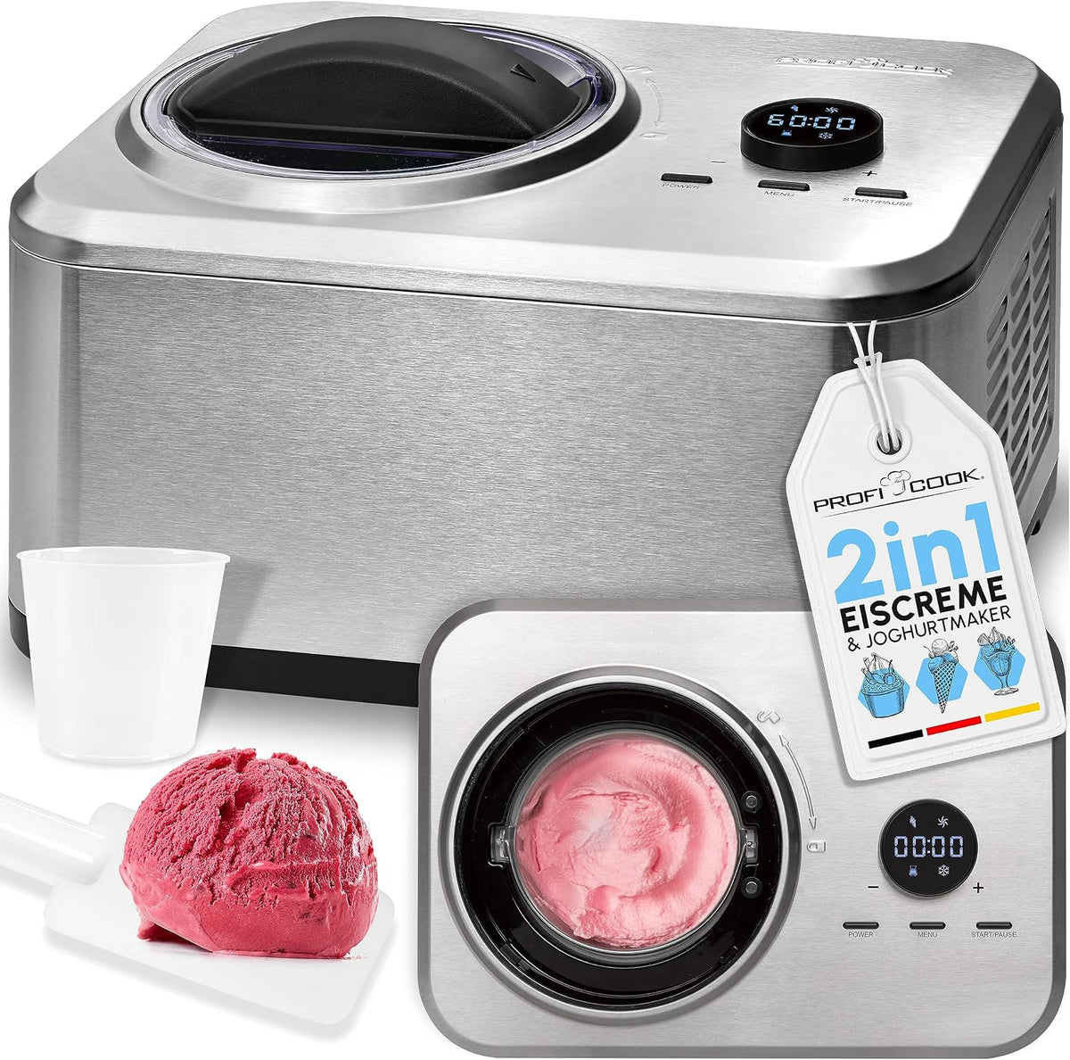 Profi Cook Eismaschine, Schwarz, und Joghurtbereiter