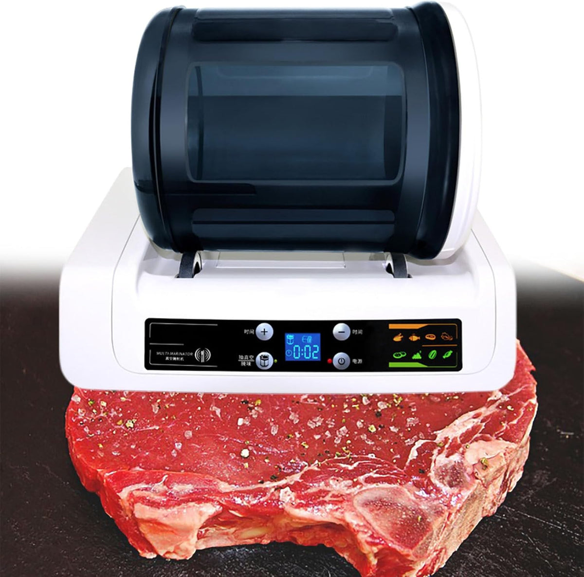 FLNOZAMZ Fleischwölfe, 5 l, 4 W, AS, Schwarz, Vakuum-Tumbler Marinierer, kommerzieller Fleisch-Tumbler, Gemüse-Mariniersystem