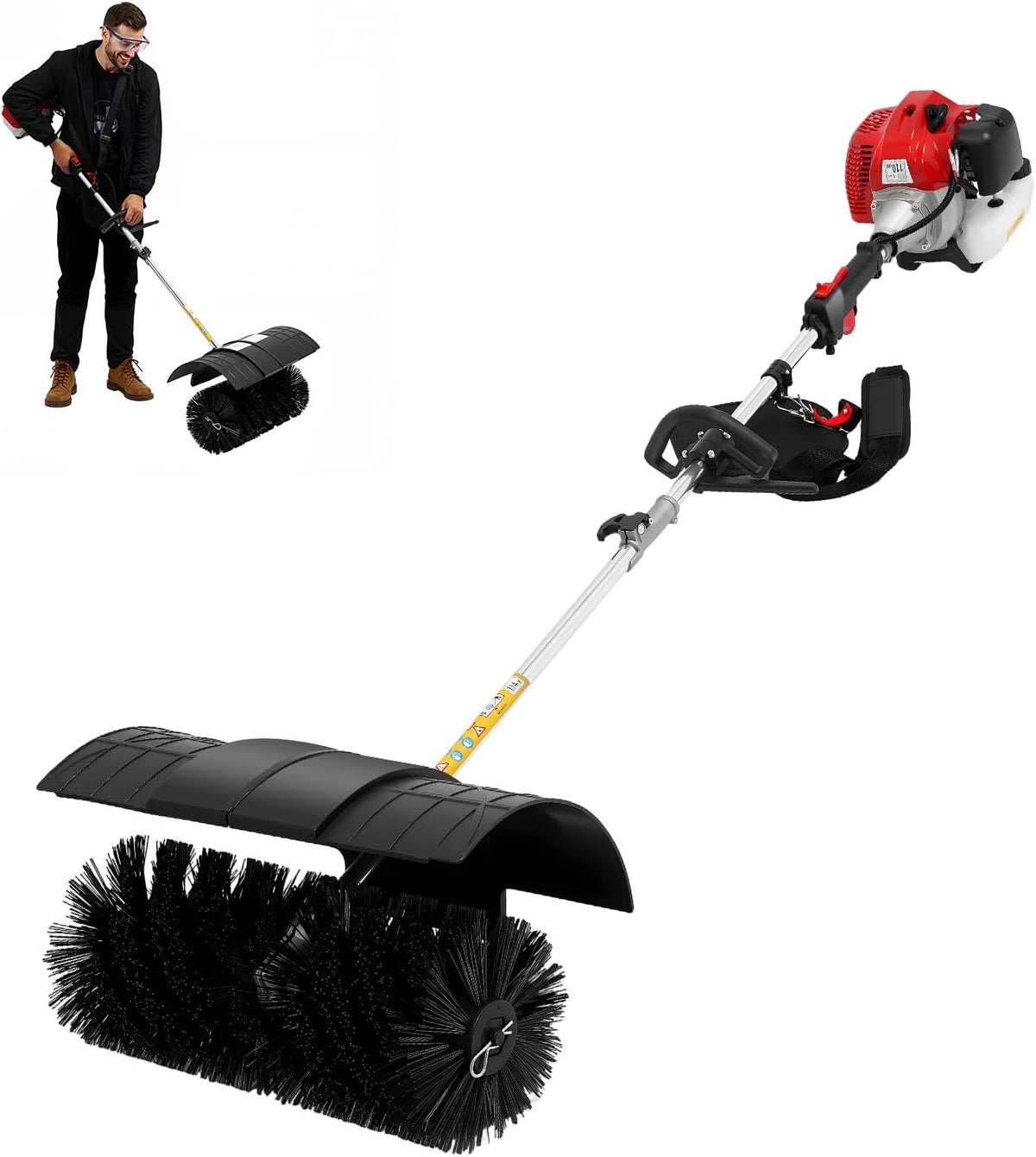 Zoobotanica Schneefräse, 1,7 kW, 52 cm, PA6, Nylon, Schwarz, 52CC Kehrmaschine Benzin 2-Takt Motorbesen Kehrbesen Benz
