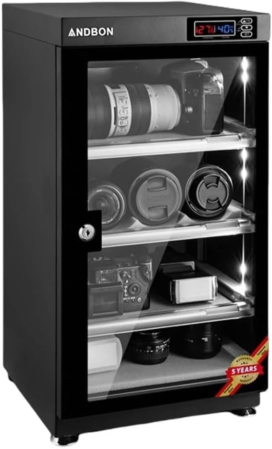 Elektronischer Luftentfeuchter, Weiß, Trockenschrank für Kameras und Objektive, digitaler mit LED-Display, ultra-leise