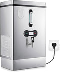 RKXKJ Wasserkocher, 40 L, Silber, Gewerbe-, Heißwasserspender Mit Wasserhahn, Automatischer Tee-/Kaffeebereiter