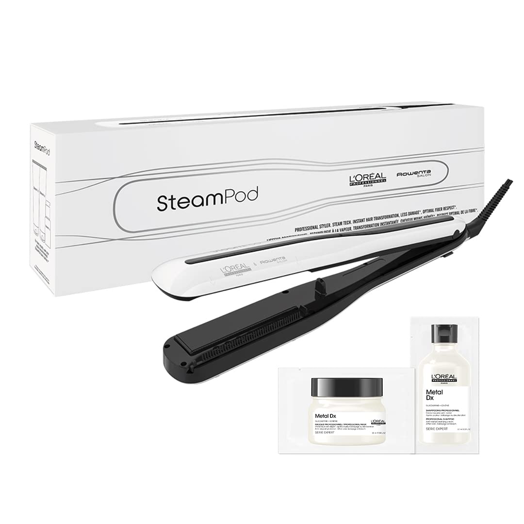 L'Oréal Professionnel Paris Haarglätter, Schwarz, L' SteamPod 3, Dampf-Glätteisen zum Glätten und Locken mit Shampoo & Maske