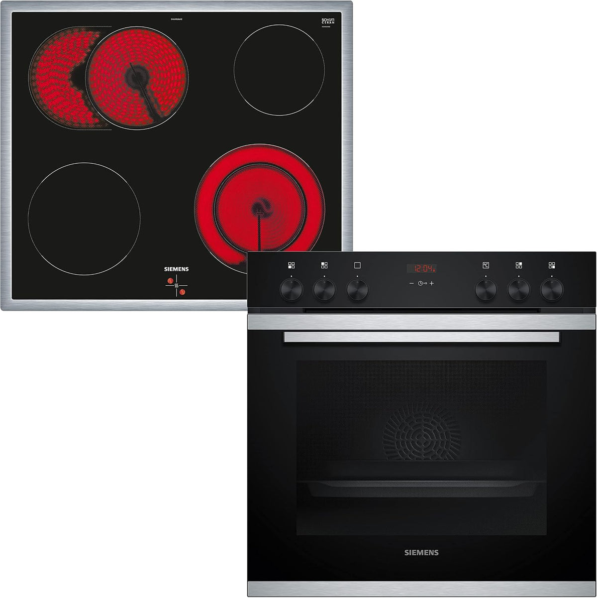Siemens Kochfeld, 60 cm, Weiß, EQ210KA01 Einbau-Herd-Set iQ500, Integrierbare Herd- -Kombination breit, Schnellaufheizung