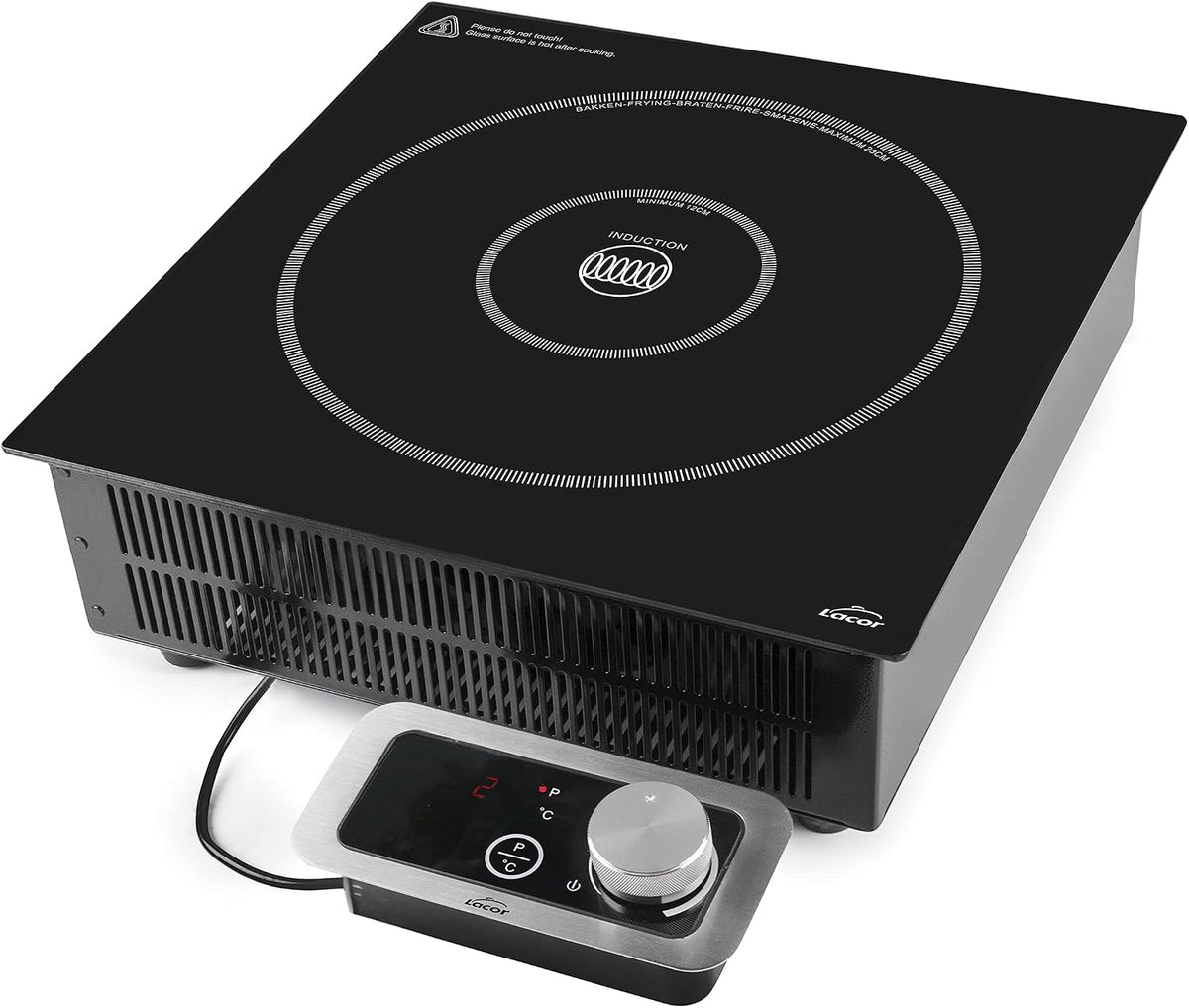 LACOR Kochplatten, 3500 W, 12 cm, 28 cm, Schwarz, 69371 - Tragbare Induktionskochplatte, IPX3-System, 10 Leistungsstufen