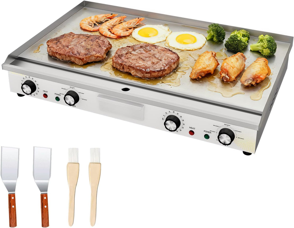 MOOTACO Elektrogrill, 73 cm, Schwarz, Elektrische Grillplatte Gastro mit Zeitschaltuhr