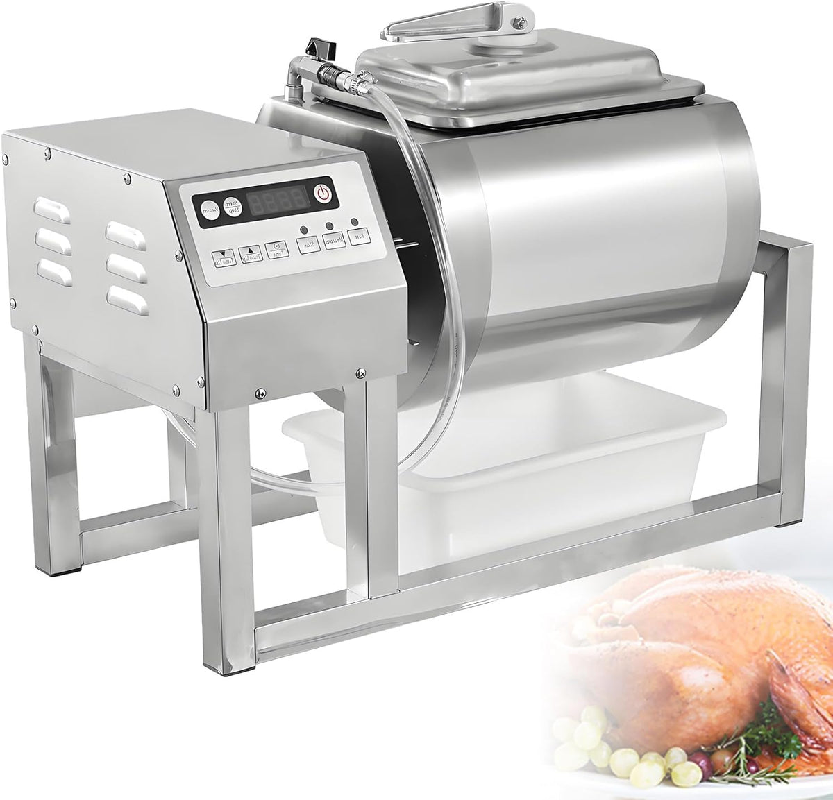 DNEPEI Fleischwölfe, 100 W/350 W, 18 l/45 l, 18 L, Edelstahl, Grau, Automatischer Vakuum-Fleischzartmacher & Marinierer