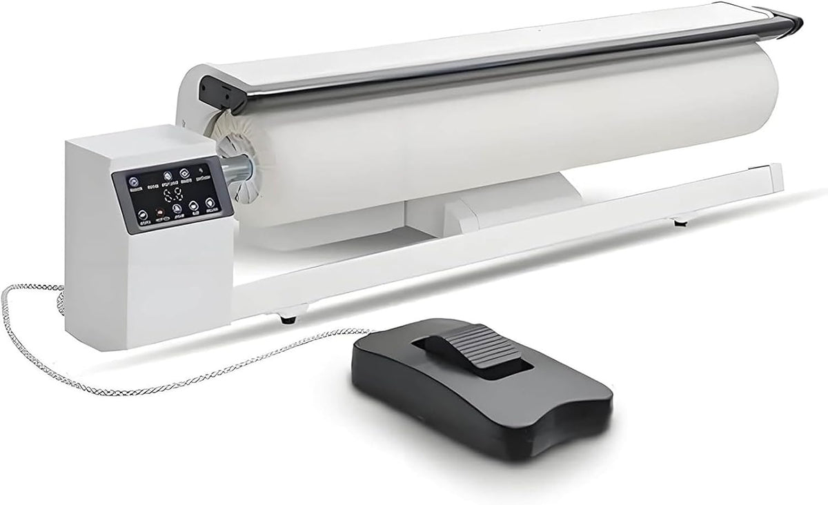 WHYYDSS Dampfglätter, 2950 W, Grau, 36-Zoll-Gewerbe-Walzenbügelmaschine, professionelle Rotationsdampfpresse mit Fußpedal