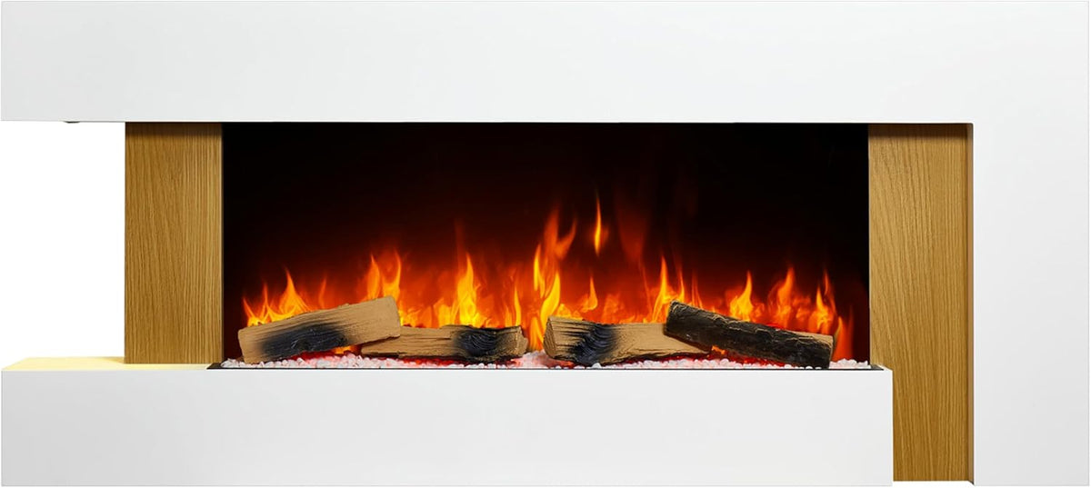 ArtiFlame Elektrokamin, 1 kW / 2 kW, Grau, Fjord AF52 Stilvoller, Realistischer 3D-Flammeneffekt, Energiesparende LED-Heizung