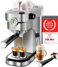 Turmix Kaffeemaschine, 20 Bar, 17 cm, 1350 W, 1,1 L, Schwarz/Silber, Espressomaschine TX 590 - Siebträgermaschine Edelsthal