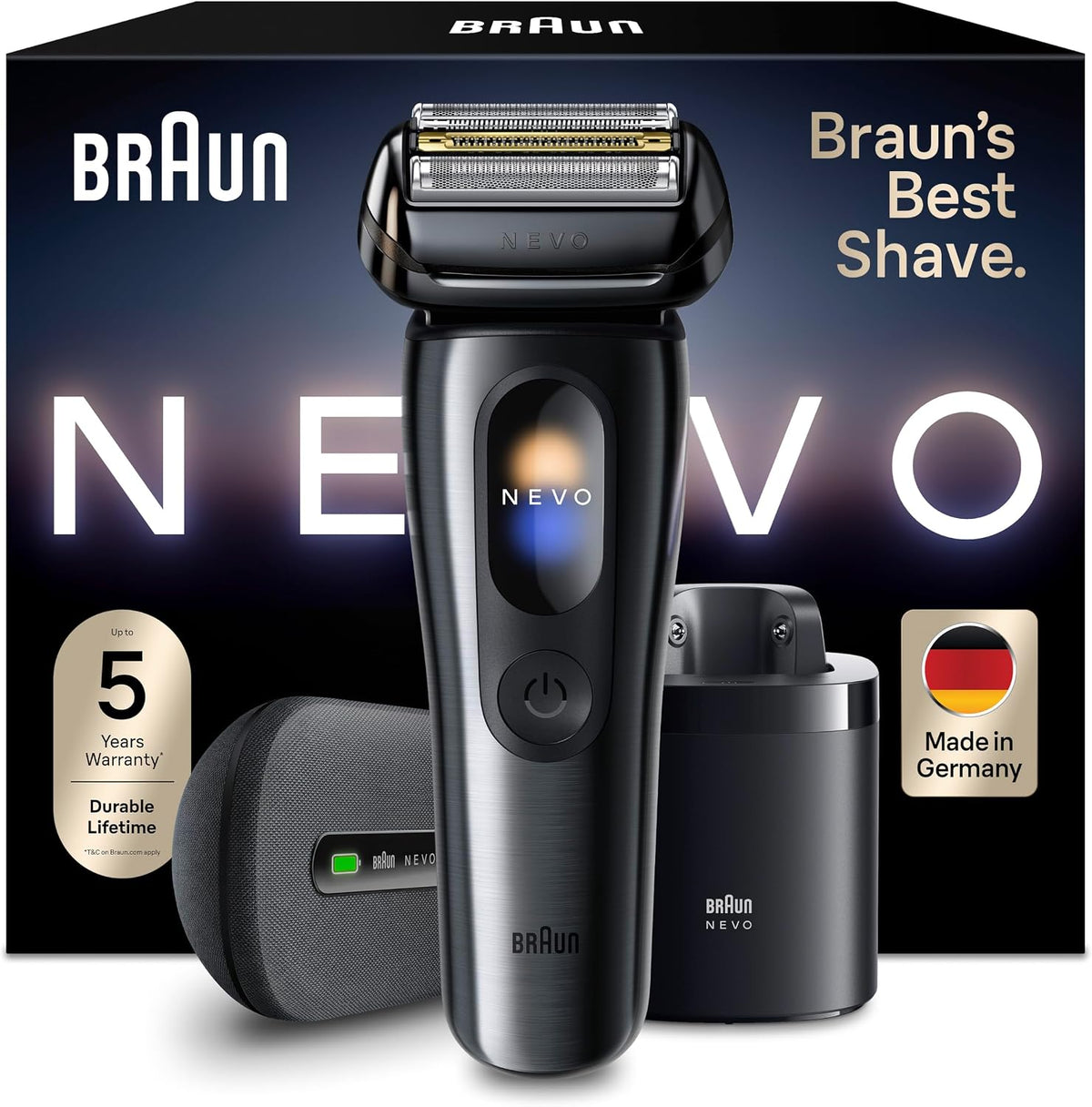 Braun Elektrorasierer, Braun, NEVO Rasierer Herren Elektrisch, NEVO17015C, Graphit, mit AeroTouch-Technologie für Eine Rasur Ohne Kompromisse