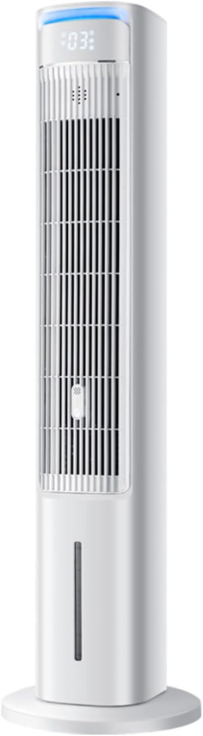 Swamp Turmventilator, 4 L, Weiß, Cooler, Tragbarer Klimaanlage Ventilator mit 80° Oszillat, 3 Geschwindigkeiten