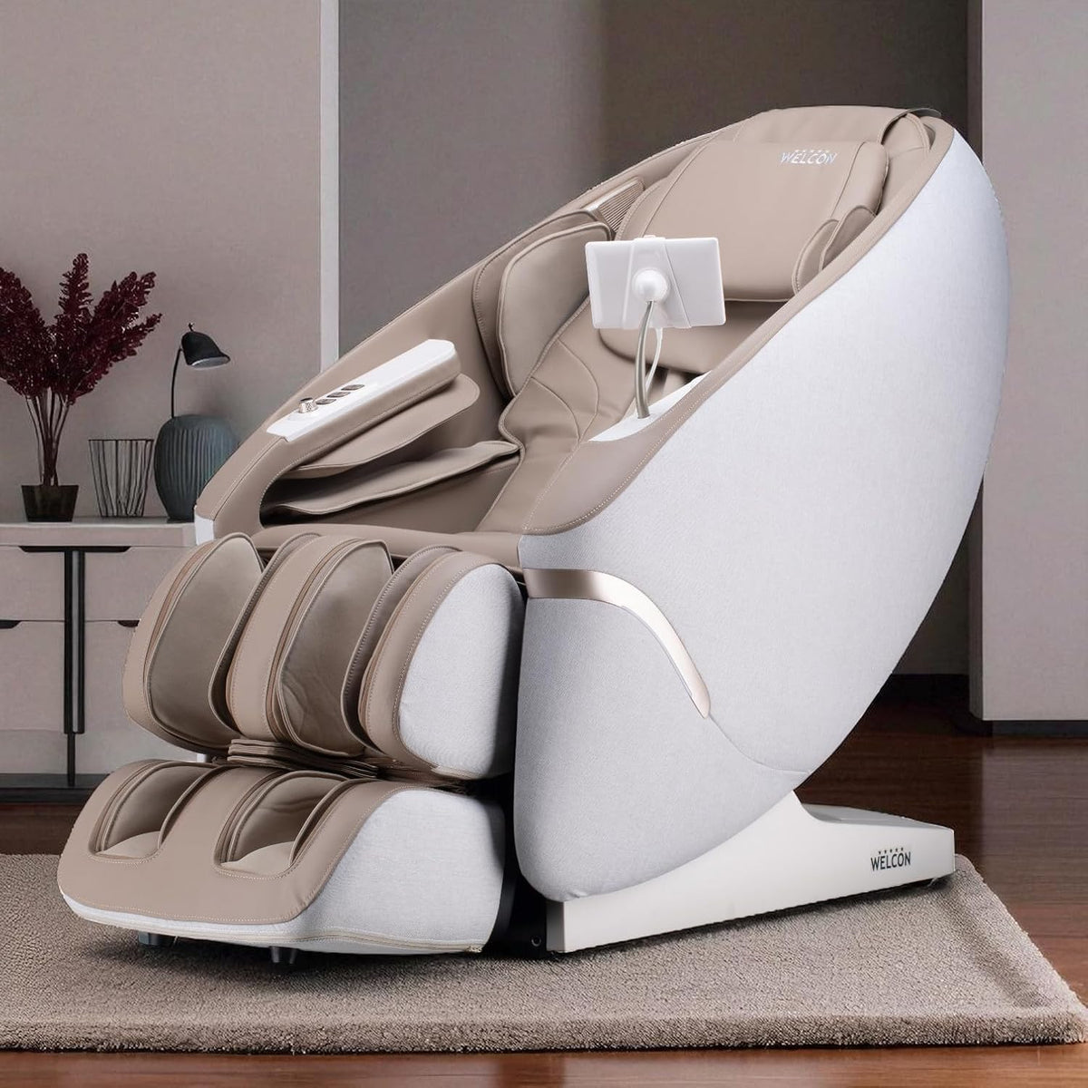 WELCON Audiogerät, Beige/Braun, MAXXCARE 4D Massagesessel elektrisch in Beige-Braun, Wärmefunktion, Zero Gravity