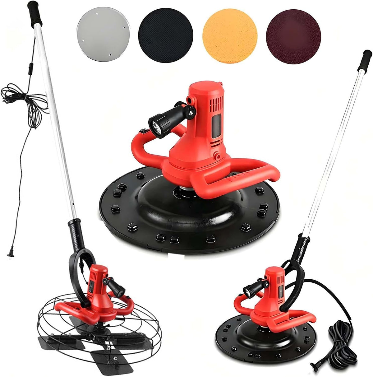 QFGain Bodenpoliermaschinen, 1680 W, 15 cm, Schwarz, Elektrische BetongläTtmaschine mit Led-Licht, 4-Klingen-Schleif- und Polierfunktion