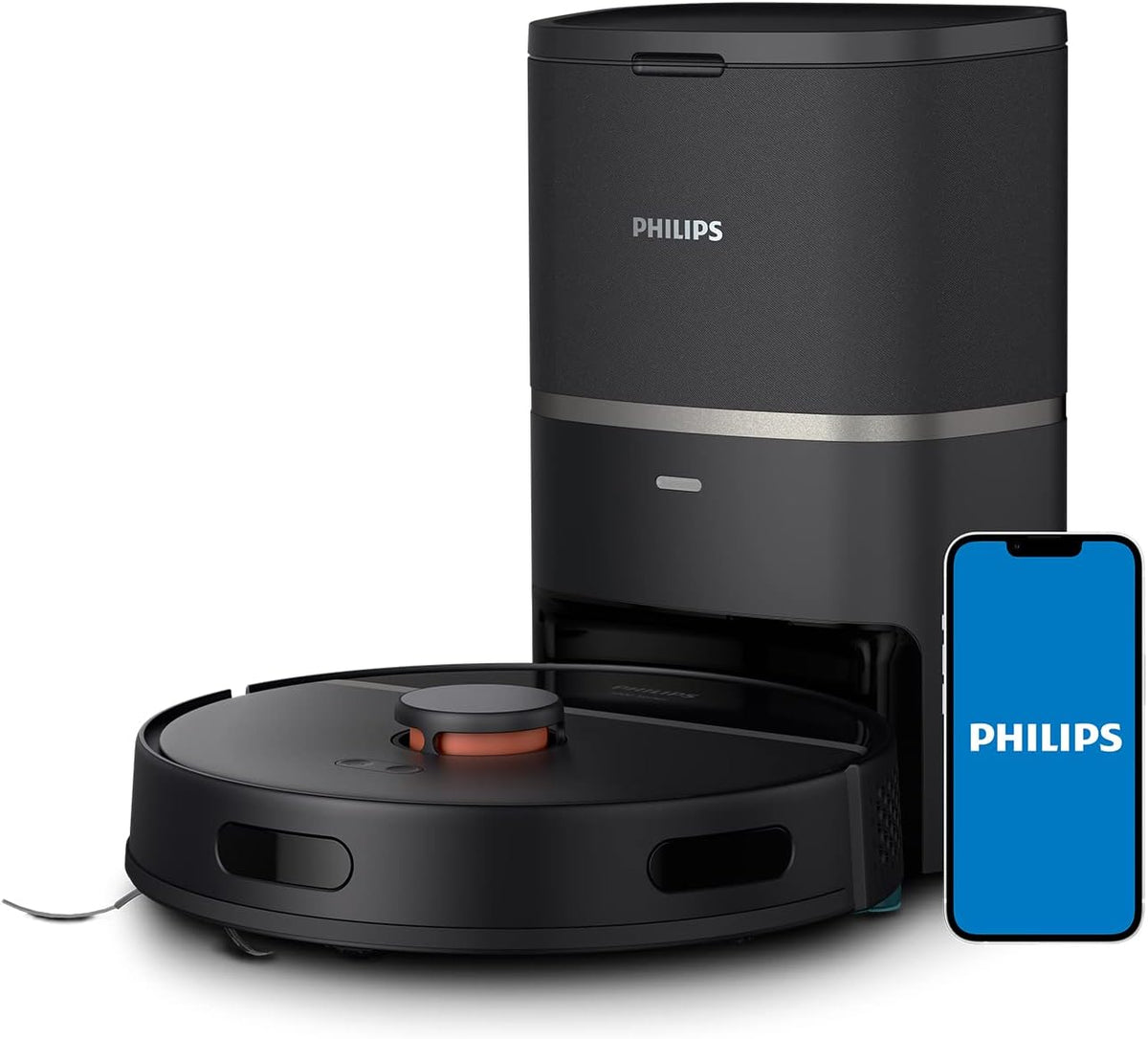 PHILIPS Saugroboter, Schwarz, Homerun Serie 3000 mit Wischfunktion, ultrastarke Saugleistung 4.000 Pa, Lasernavigation