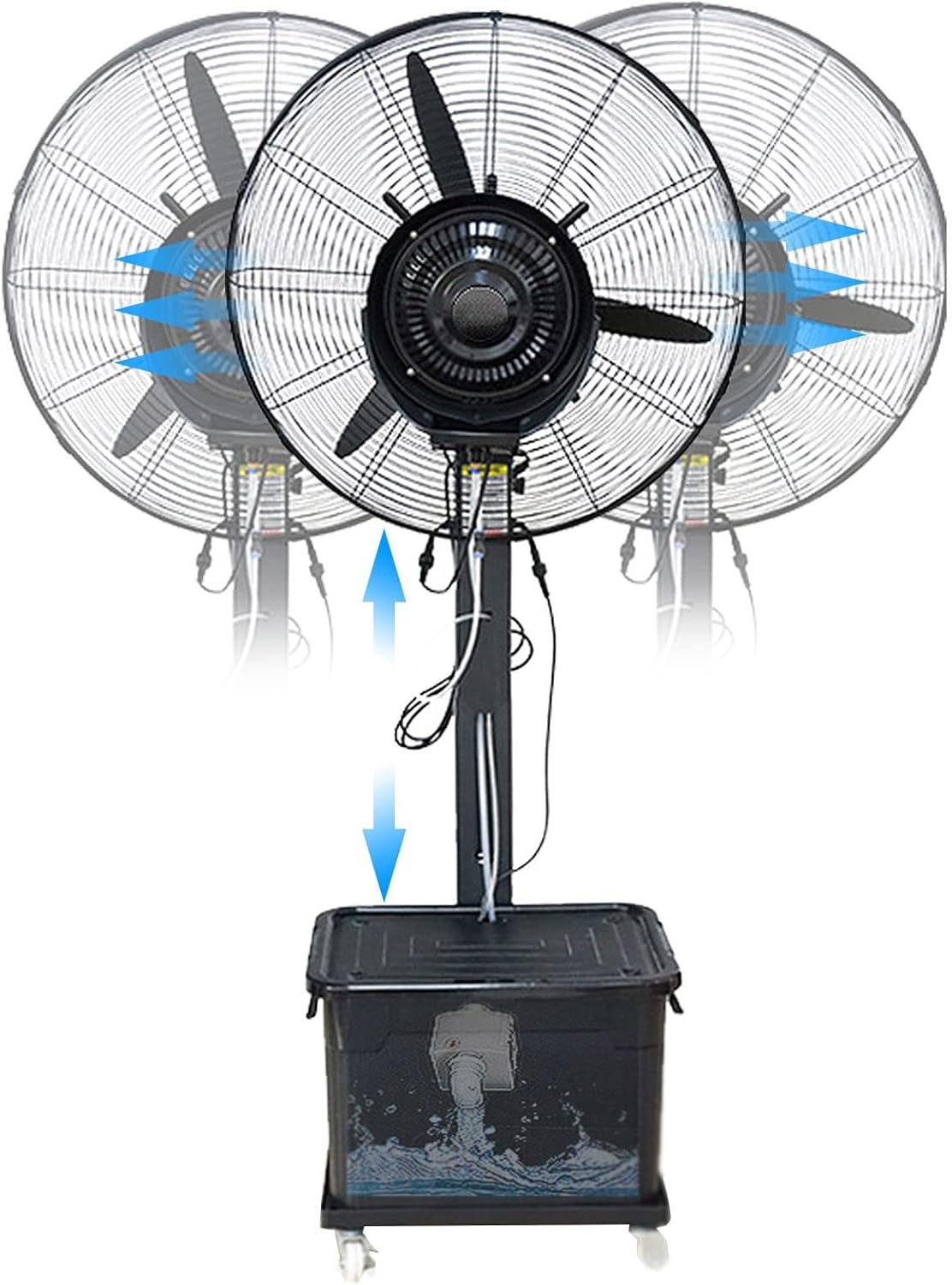 QUSYZD Standventilatoren, Weiß, Tragbarer Sprühventilator mit 3 Leistungsstufen, 90°-Oszillation