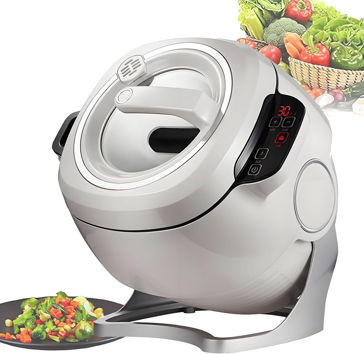 AiODiO Monitor, 310 x 370 x 365 mm, 2000 W, Schwarz, Gewerblicher Küchenprozessor, 6-Liter-Kochautomat mit 360°-Rotation und 3D-Rundumheizung
