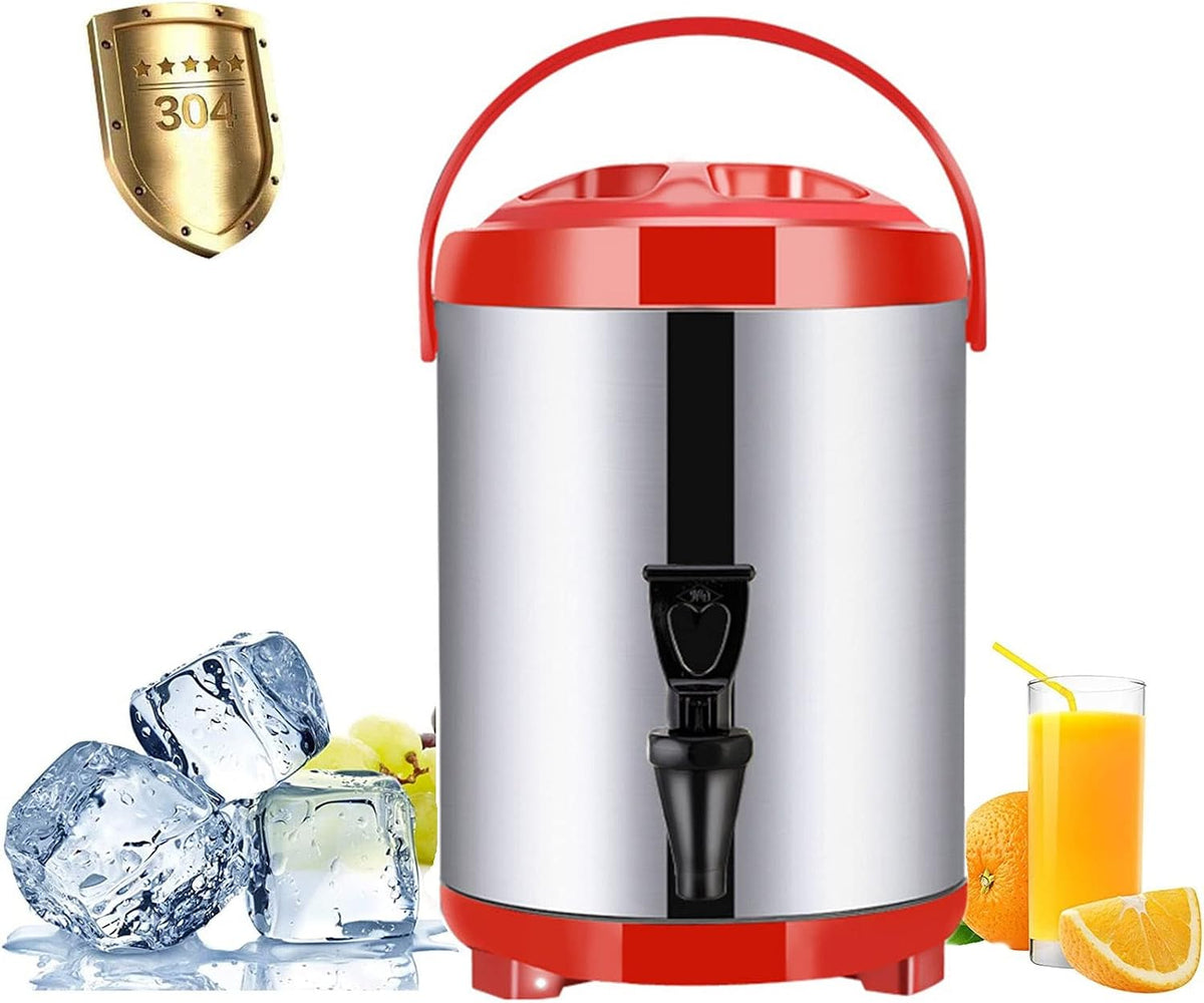 Saftspender Kaffeemaschine, Silber, Heiß- und Kaltgetränkespender, Heißwasserspender aus Edelstahl 304 mit großem