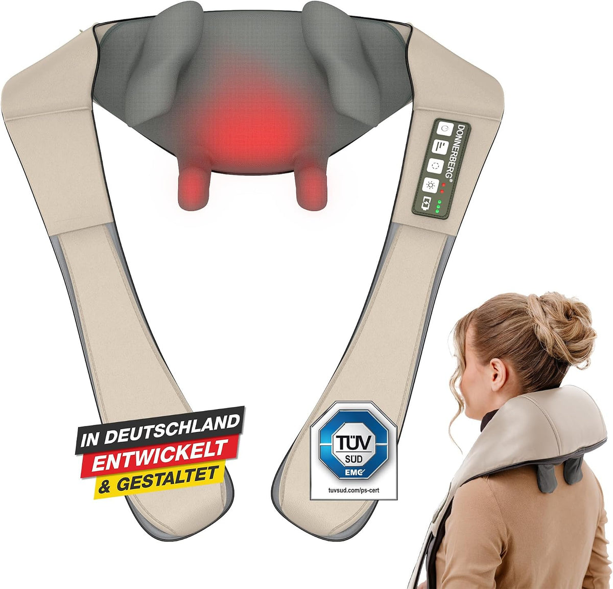 Donnerberg Nackenmassagegeräte, Schwarz, ® Proneck Nackenmassagegerät Kabellos, Shiatsu & Tiefenmassage, Massagegerät mit Wärme & Infrarot