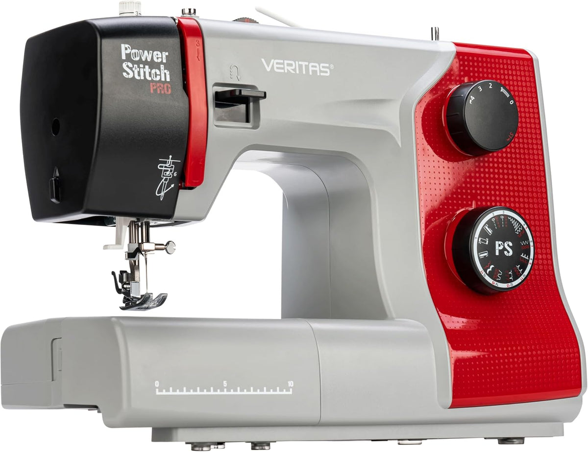 VERITAS Einfache Nähmaschinen, Grau/Rot, Nähmaschine Power Stitch PRO I 17 Stichprogramme I