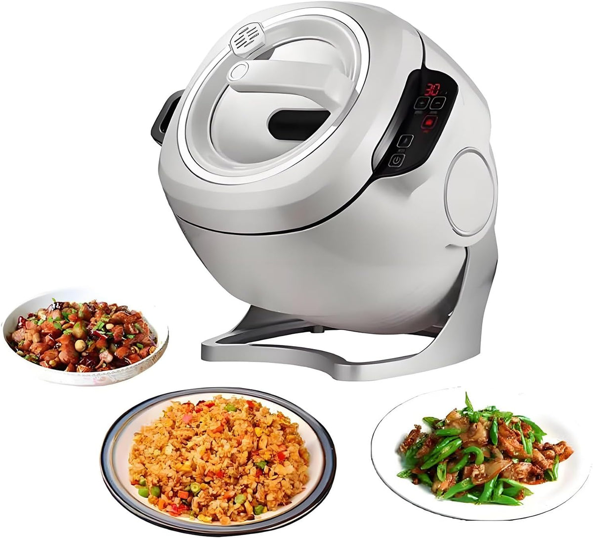 twostronking Elektrische Hot Pots, 2000 W, 6 L, Grau, 2000-W-Kochautomat, Automatischer Kochtopf, Mit Smart-Touchpanel Und Um 360° Drehbarem Innentopf