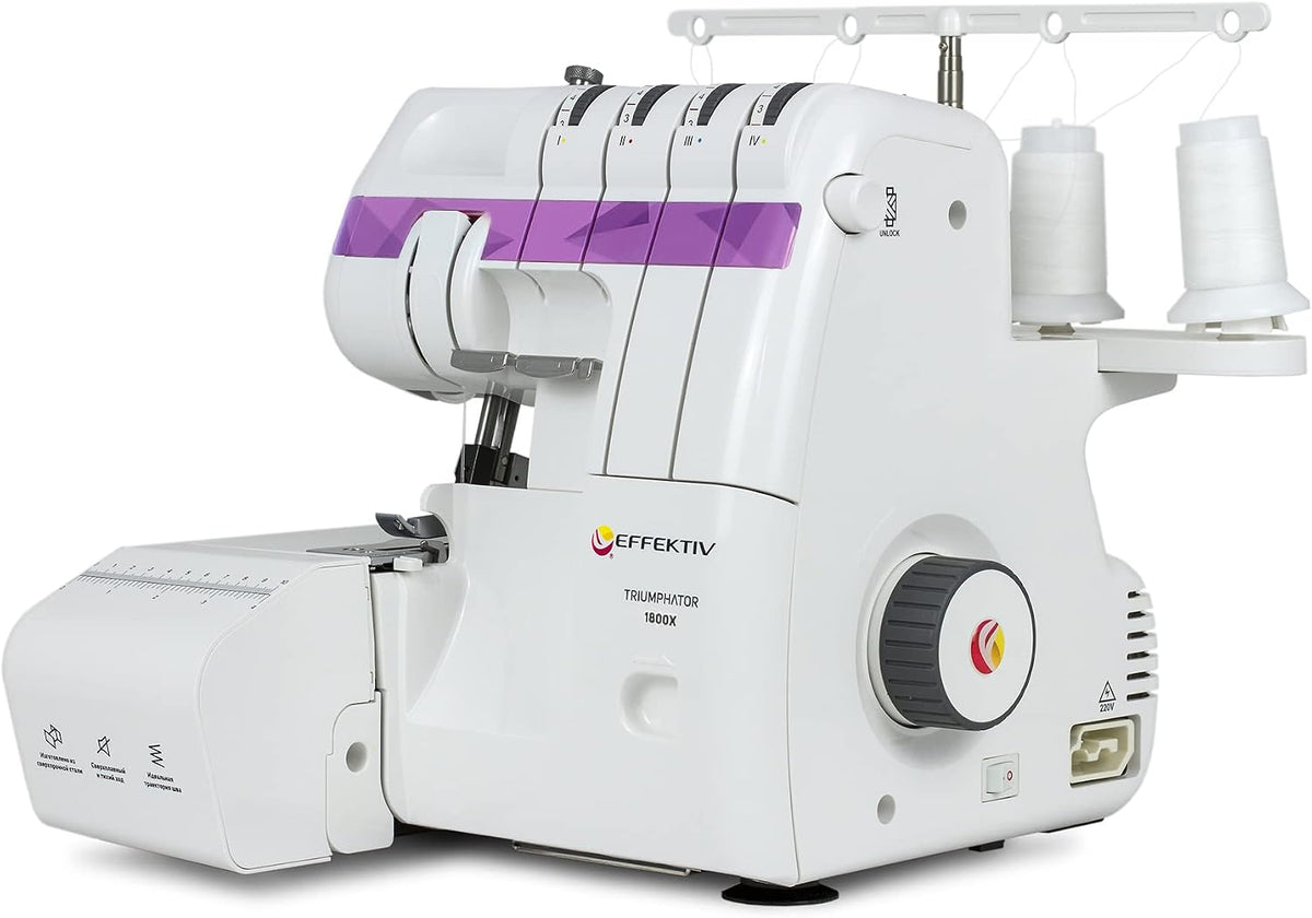 EFFEKTIV Overlock-Nähmaschinen, 120 W, Violett, Triumphator 1800X Overlocker, 2/3/4 Faden mit Differential, Vollmetallgestell