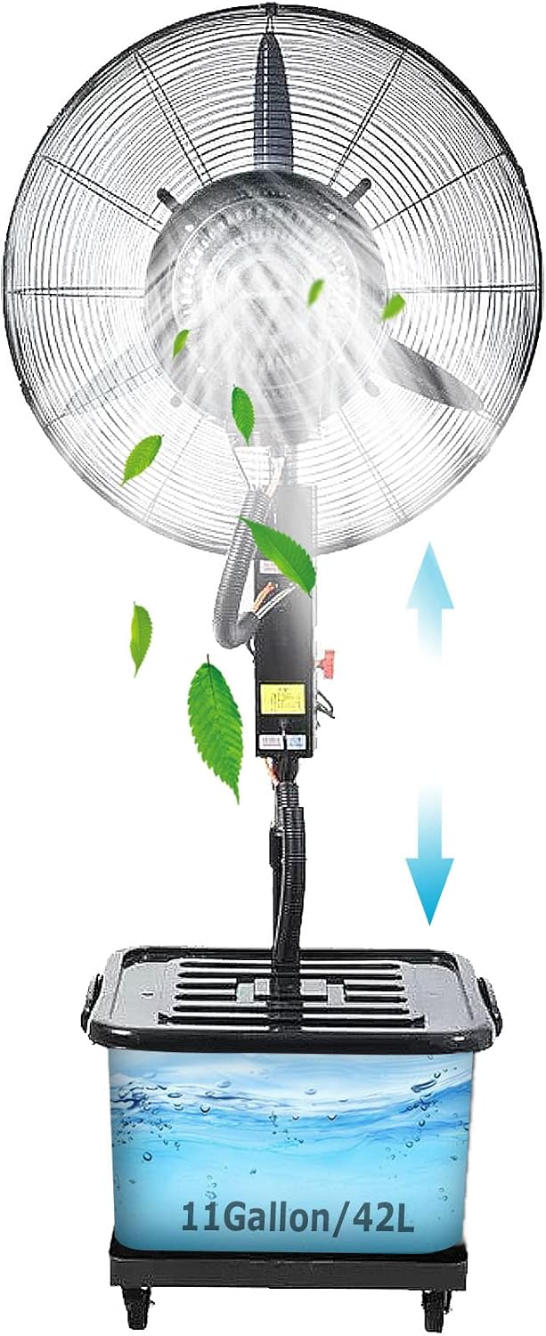 DFGHNBVC Standventilatoren, Weiß, Nebelventilator Mit 3 Kühlstufen, Oszillierender Standventilator Mit Nebelfunktion